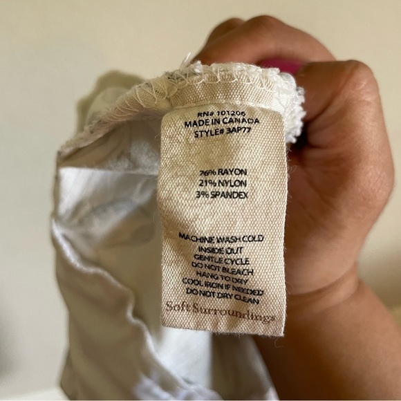 Soft surroundings woman's ankle pullon pant LPetite floral stretch tummy control - Picture 3 of 10